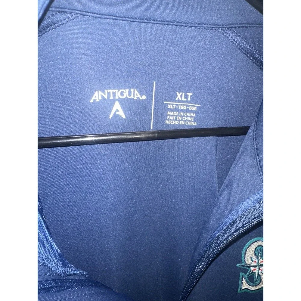 ANTIGUA Seattle Mariners MLB Blue Quarter Zip Pullover Jacket Size XLT
